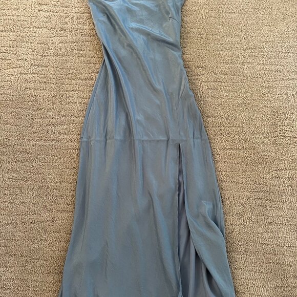 COPY - Blue Satin Midi Dress - Picture 3 of 5